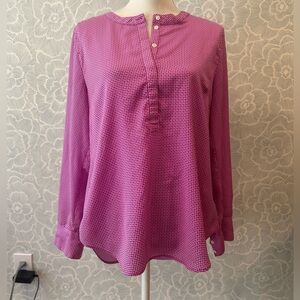 JCrew Factory Fuscia Patterned Blouse - Sz L petite